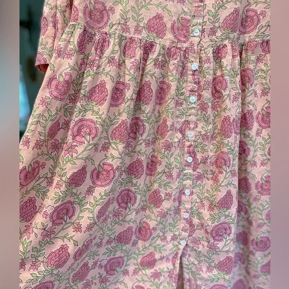 Vintage Pink Floral Button-Front Cotton Dress - Picture 2 of 5
